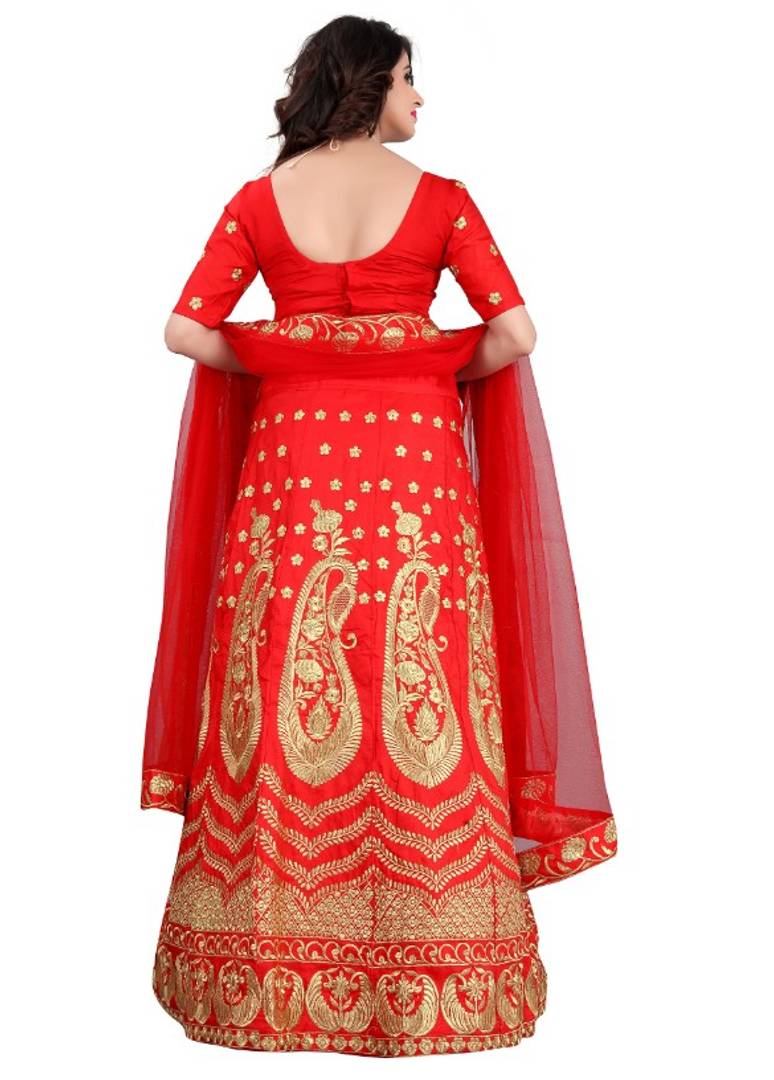 Embroidered Semi Stitched Lehenga, Choli and Dupatta Set